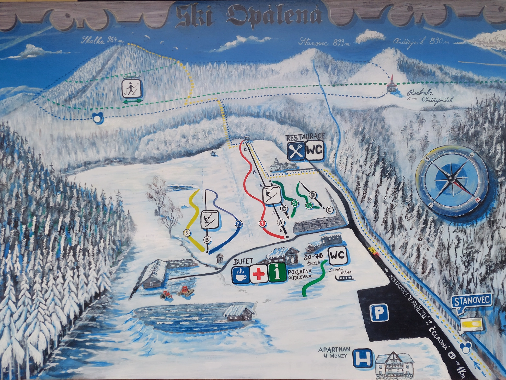 Mapa ski areálu Opálená